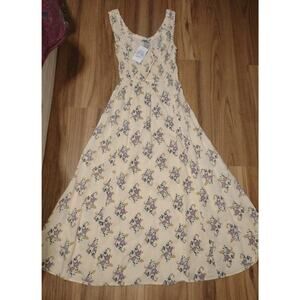 Patrons of Peace Boho Maxi Swing Dress Size XSmall Yellow, Multicolor Floral NWT